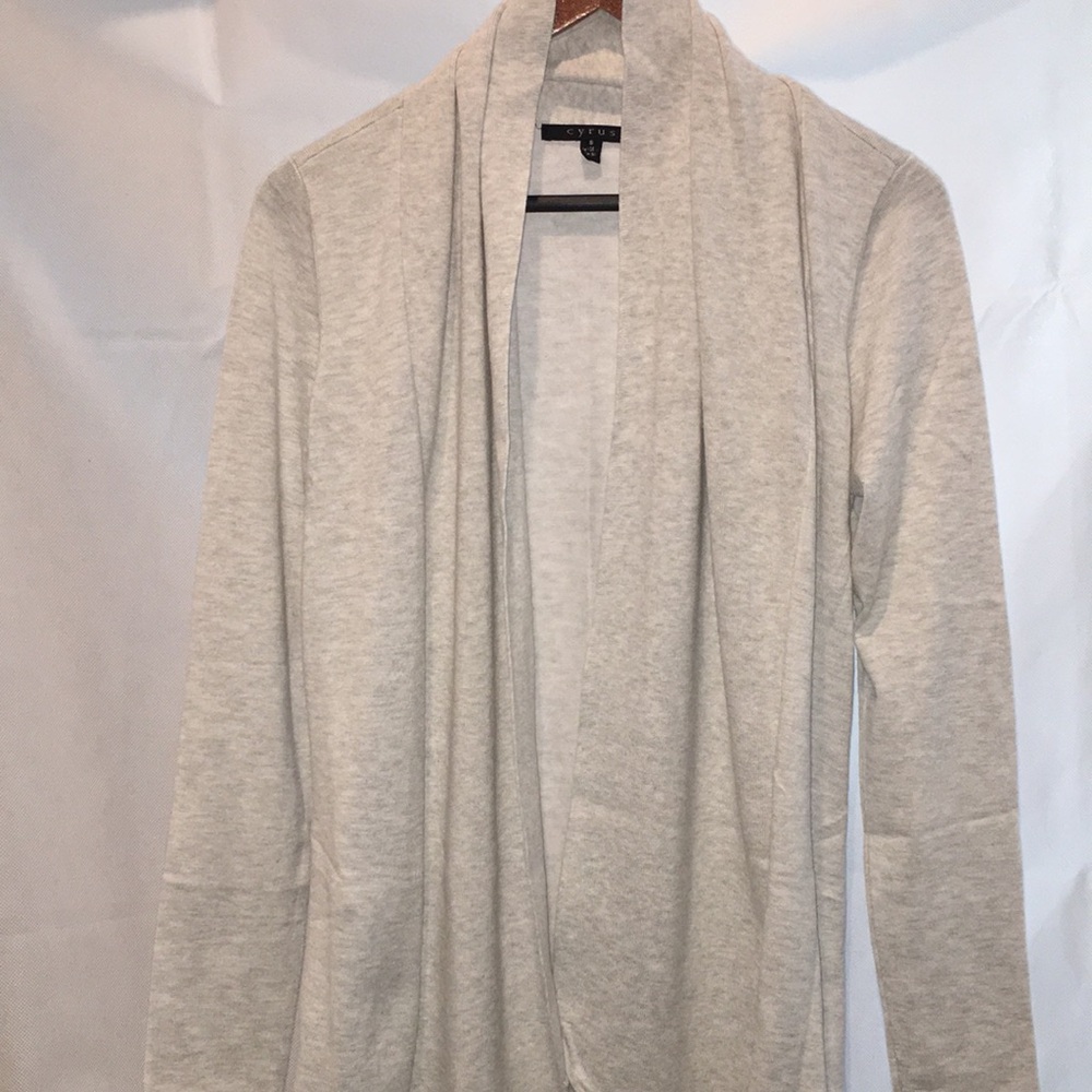 Cyrus Light Gray Open Front Cardigan Sweater Top | Size S